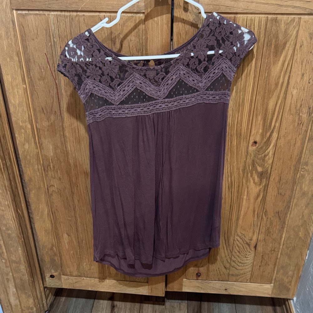 Maurices Plum Lace Accent Blouse